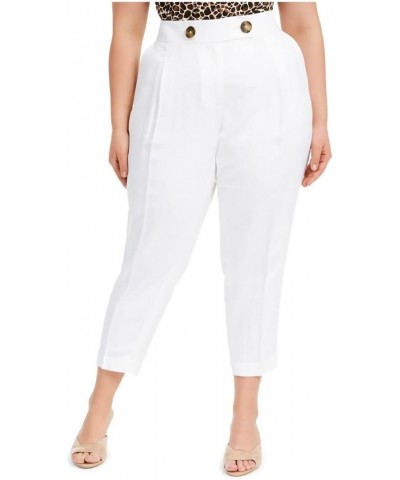 Womens White Zippered Pocketed Solid Capri Pants Size 16W $15.37 Pants