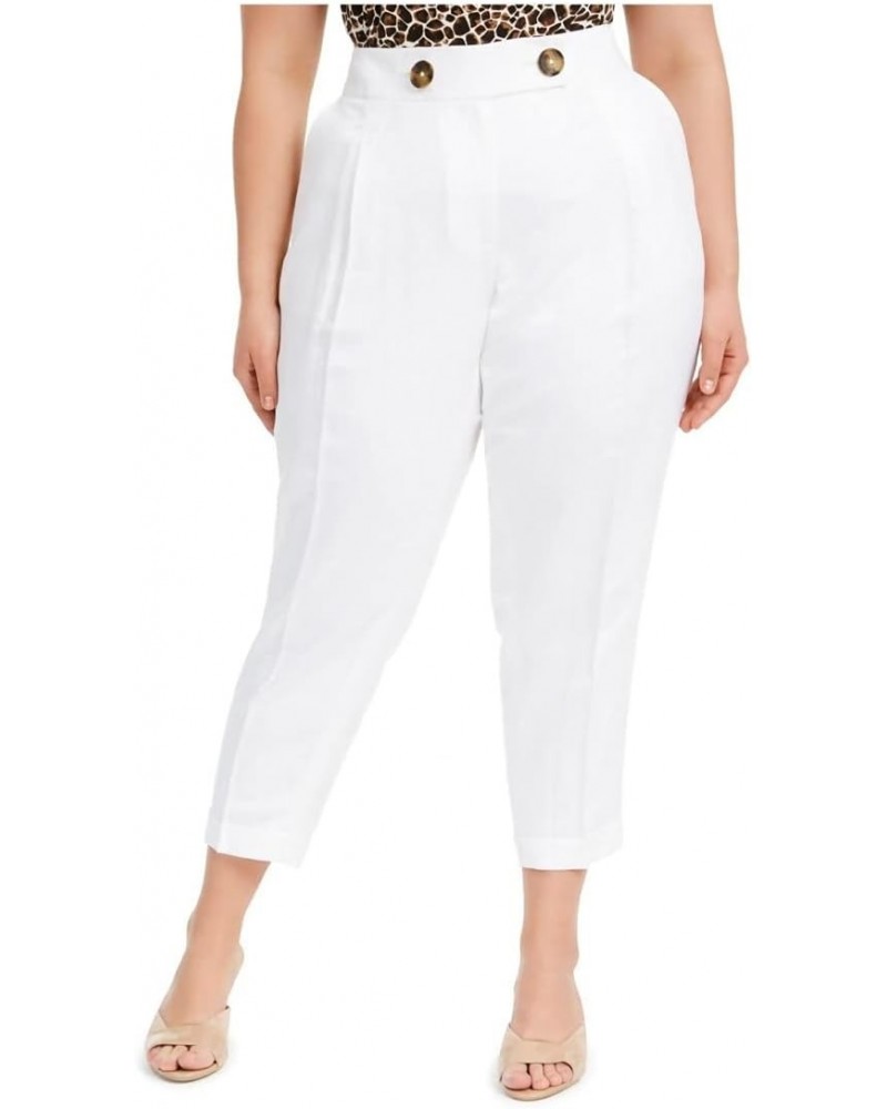 Womens White Zippered Pocketed Solid Capri Pants Size 16W $15.37 Pants