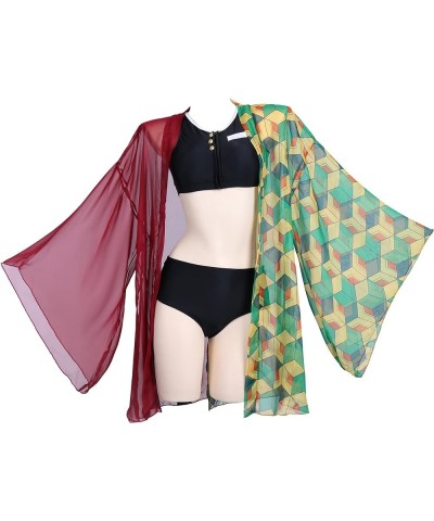 Womens Bikini Set with Cover up Swimsuit Anime Style Bathing Suit Japanese Cartoon Swimwear Giyuu $15.05 Swimsuits