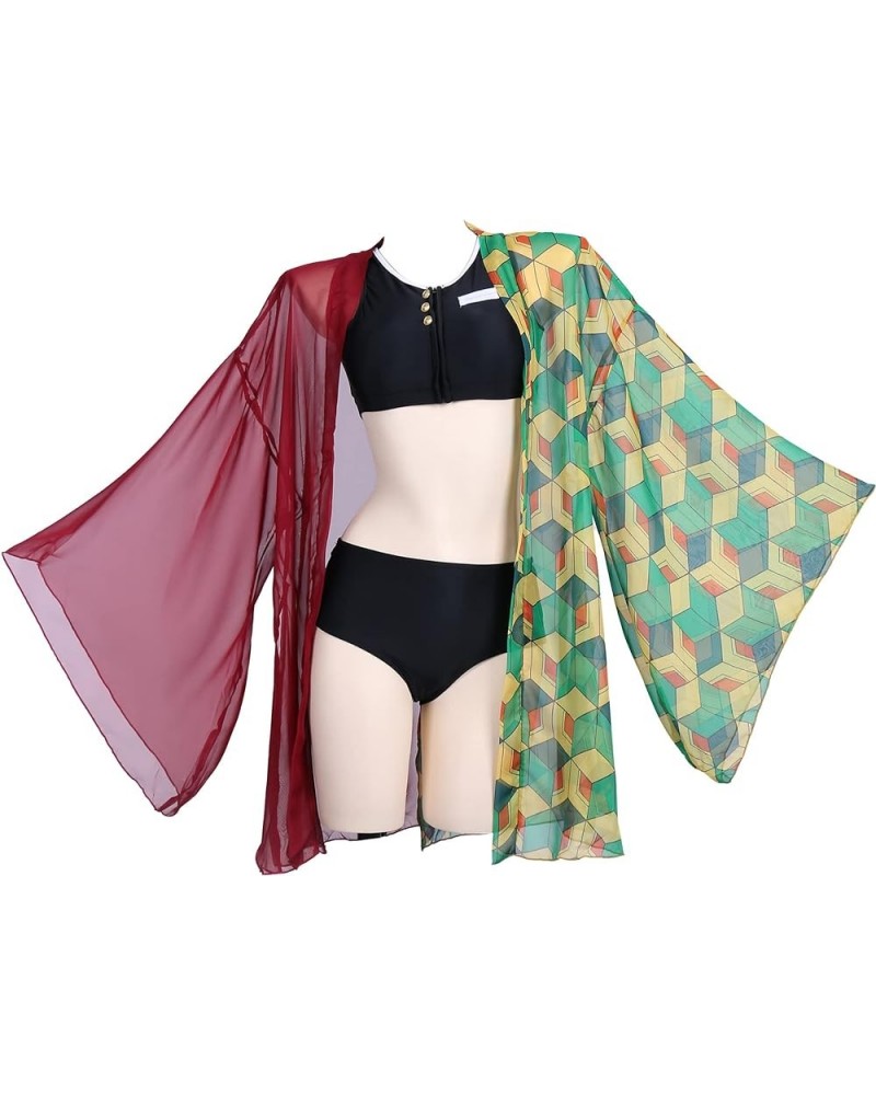 Womens Bikini Set with Cover up Swimsuit Anime Style Bathing Suit Japanese Cartoon Swimwear Giyuu $15.05 Swimsuits