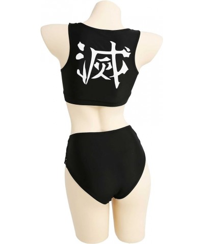 Womens Bikini Set with Cover up Swimsuit Anime Style Bathing Suit Japanese Cartoon Swimwear Giyuu $15.05 Swimsuits