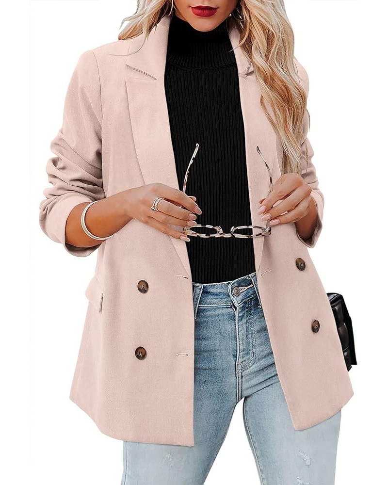 Womens Casual Blazer Jacket Long Sleeve Open Front Work Office Blazer Lapel Button Jacket 2-apricot $33.03 Blazers