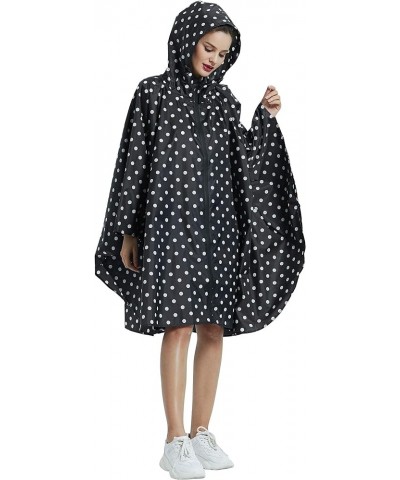 Rain Poncho Jacket Coat Hooded Zipper Style for Women/Men/Adult with Pocket Black Dot $11.59 Coats