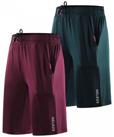 Women's Lightweight Running Shorts Workout Athletic Short for Yoga with Pocket 9054 Red/Blackish Green,2 Pack $21.45 Activewear