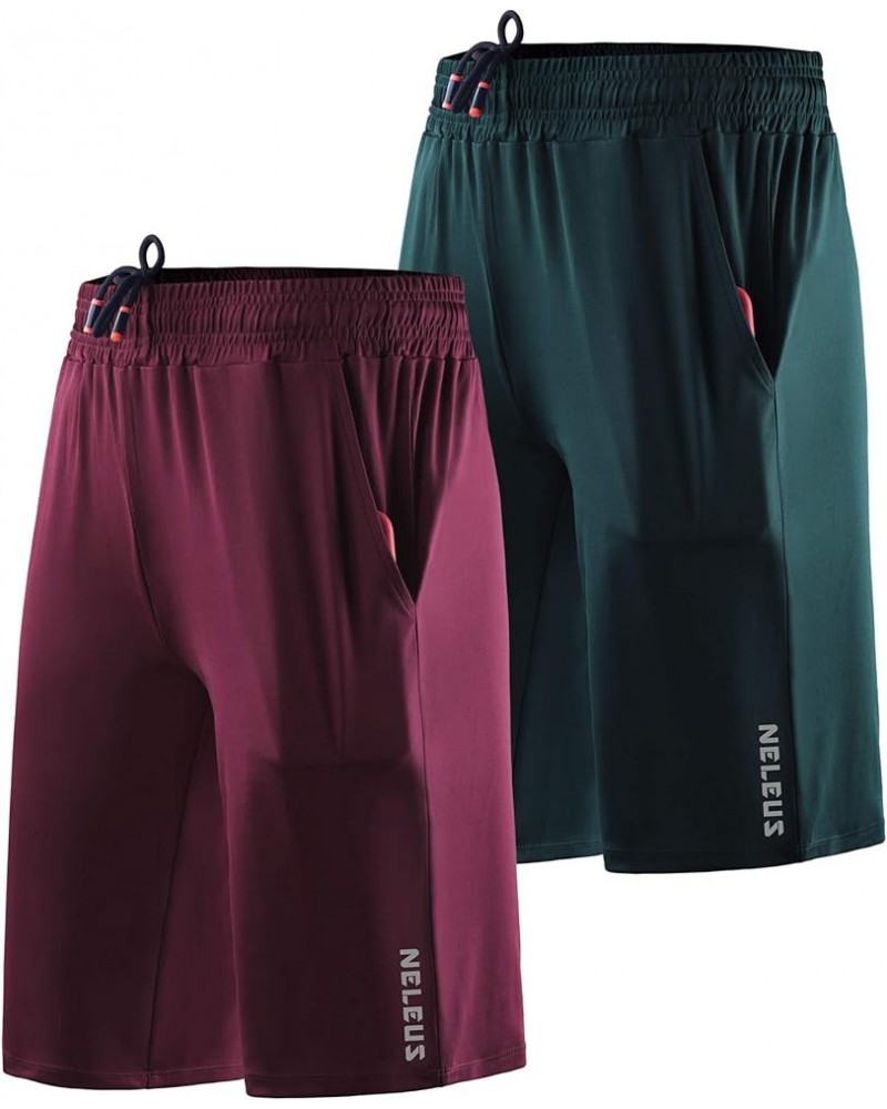 Women's Lightweight Running Shorts Workout Athletic Short for Yoga with Pocket 9054 Red/Blackish Green,2 Pack $21.45 Activewear