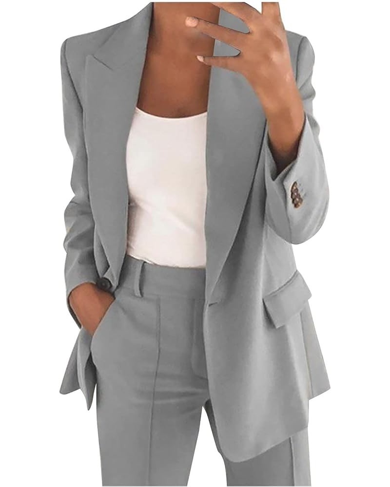 Womens Pant Suits for Work Professional Women's Formal Pant Suits Business Blazer Top OR Pant Suit Set C01-gray $13.19 Suits