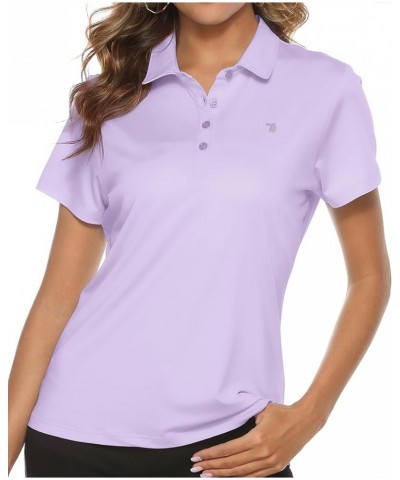 Women's Golf Polo T Shirts Lightweight Moisture Wicking Short Sleeve Shirt Quick Dry 4-Button B10-light Purple $15.00 Shirts