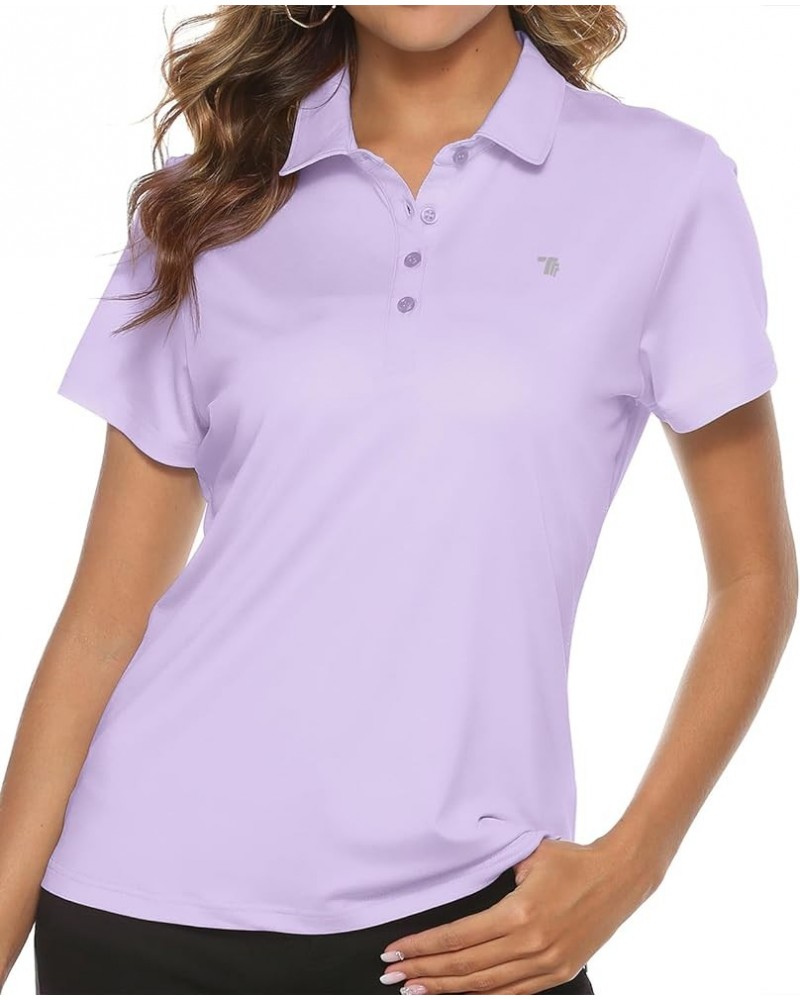 Women's Golf Polo T Shirts Lightweight Moisture Wicking Short Sleeve Shirt Quick Dry 4-Button B10-light Purple $15.00 Shirts