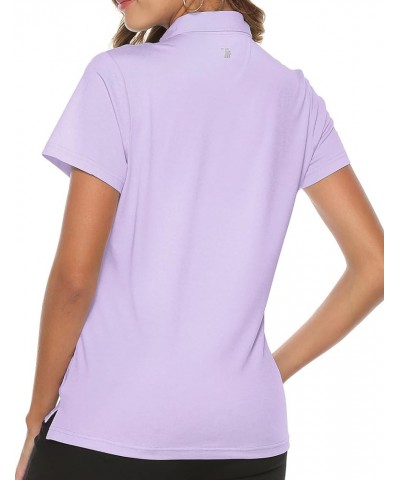 Women's Golf Polo T Shirts Lightweight Moisture Wicking Short Sleeve Shirt Quick Dry 4-Button B10-light Purple $15.00 Shirts