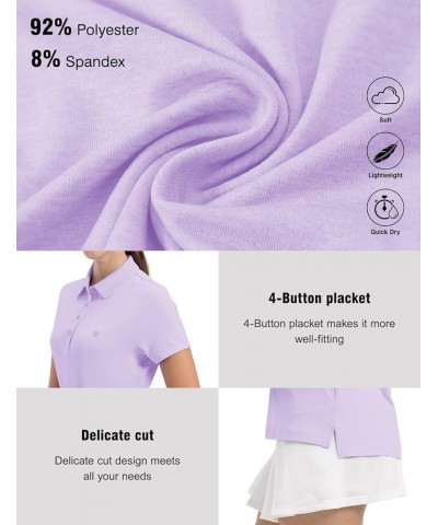 Women's Golf Polo T Shirts Lightweight Moisture Wicking Short Sleeve Shirt Quick Dry 4-Button B10-light Purple $15.00 Shirts