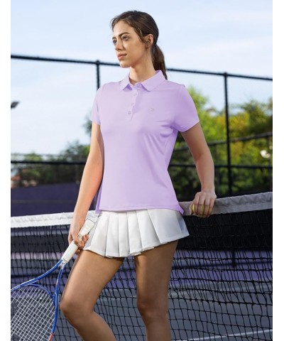 Women's Golf Polo T Shirts Lightweight Moisture Wicking Short Sleeve Shirt Quick Dry 4-Button B10-light Purple $15.00 Shirts