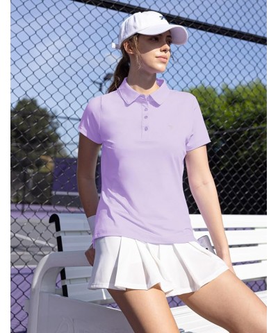 Women's Golf Polo T Shirts Lightweight Moisture Wicking Short Sleeve Shirt Quick Dry 4-Button B10-light Purple $15.00 Shirts