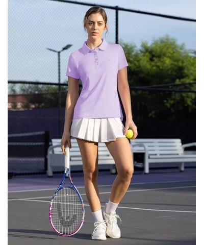 Women's Golf Polo T Shirts Lightweight Moisture Wicking Short Sleeve Shirt Quick Dry 4-Button B10-light Purple $15.00 Shirts