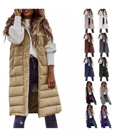 Women Long Puffer Vest Oversized Sleeveless Quilted Vest Zipper Hooded Puffy Jacket Plus Size Down Vest Outerwear B-white $13...