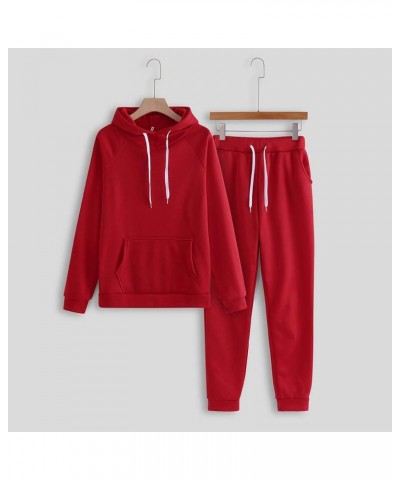 2 Piece Sweatsuits For Women Plus Size, Sets Outfits Lounge Hooded Tracksuit Loungewear Sweatsuit with Pockets Red $8.54 Acti...