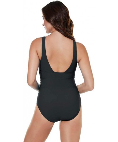 Women's Swimwear Spectra Tummy Control Square Neckline Underwire Bra One Piece Swimsuit Black $72.15 Swimsuits