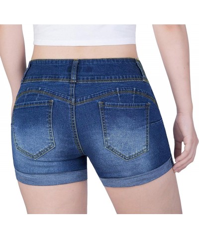 Women Casual Summer Mid Waist Stretchy Denim Jean Shorts Junior Short Jeans Darkblue2 $20.93 Shorts