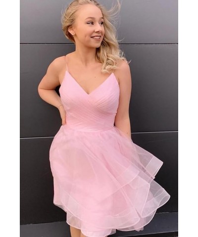 Glitter Tulle Spaghetti Straps Short Prom Dresses for Teens Tiered Homecoming Dresses 2024 V-Neck Mini Cocktail Dress Purple ...