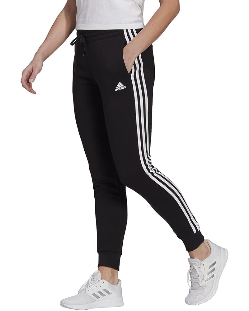 Women's Plus Size Essentials Fleece Tapered Cuff Pants Black/White $14.20 Pants