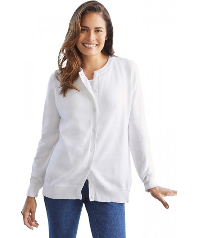 Women's Plus Size Perfect Long-Sleeve Cardigan Sweater White $17.74 Sweaters