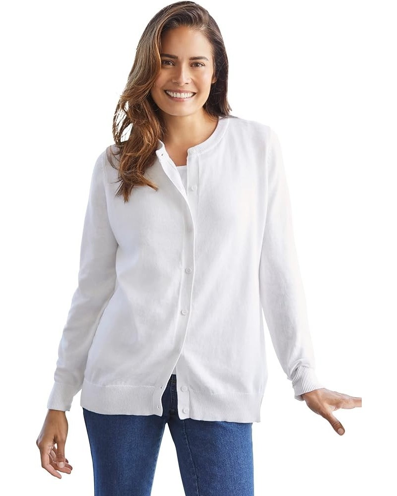 Women's Plus Size Perfect Long-Sleeve Cardigan Sweater White $17.74 Sweaters