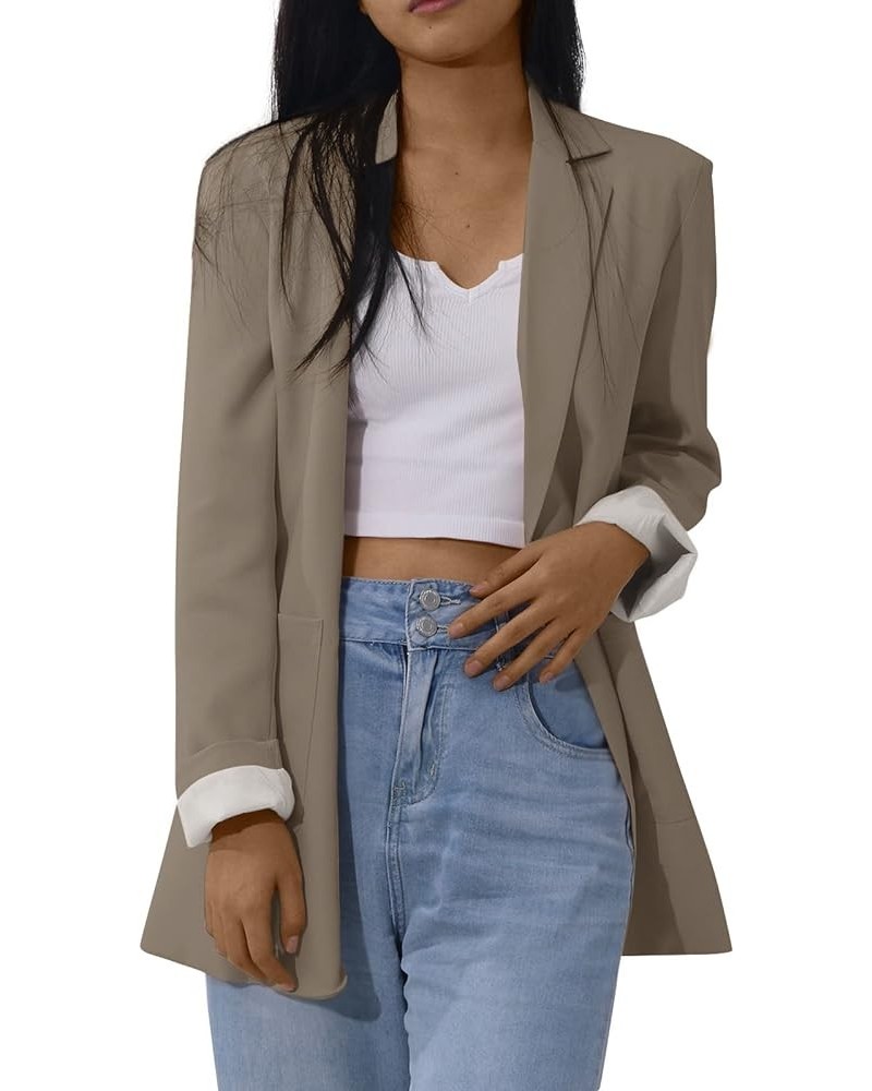 Womens Casual Blazers Open Front 3/4 Sleeve Work Office Jackets Blazer 22khaki $9.29 Blazers