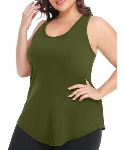 Plus Size Workout Tank Tops Loose fit Racerback Sleeveless Shirts Gym Running Yoga Clothes for Women 1_green $13.99 Activewear