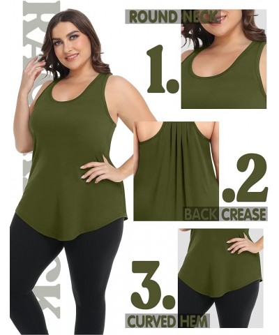 Plus Size Workout Tank Tops Loose fit Racerback Sleeveless Shirts Gym Running Yoga Clothes for Women 1_green $13.99 Activewear