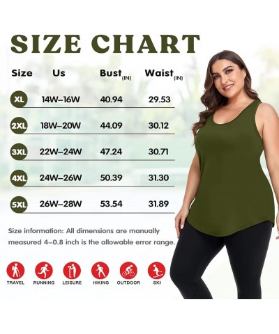 Plus Size Workout Tank Tops Loose fit Racerback Sleeveless Shirts Gym Running Yoga Clothes for Women 1_green $13.99 Activewear