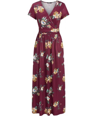 Womens' V-Neck Pattern Pocket Maxi Long Dress Floral-33 $17.48 Dresses