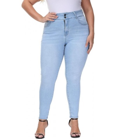 Womens Plus Size Skinny Jeans Stretchy High Waisted Ankle Jean Light Blue-039 $20.58 Jeans