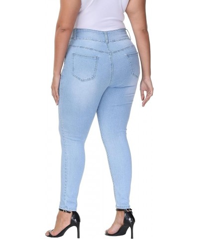 Womens Plus Size Skinny Jeans Stretchy High Waisted Ankle Jean Light Blue-039 $20.58 Jeans