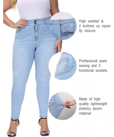 Womens Plus Size Skinny Jeans Stretchy High Waisted Ankle Jean Light Blue-039 $20.58 Jeans