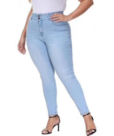 Womens Plus Size Skinny Jeans Stretchy High Waisted Ankle Jean Light Blue-039 $20.58 Jeans