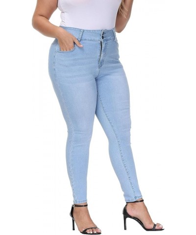 Womens Plus Size Skinny Jeans Stretchy High Waisted Ankle Jean Light Blue-039 $20.58 Jeans