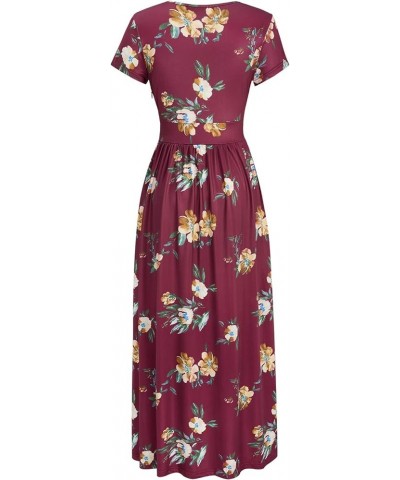 Womens' V-Neck Pattern Pocket Maxi Long Dress Floral-33 $17.48 Dresses