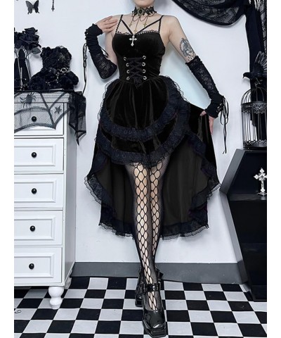 Gothic Clothes Dress,Lace Mini Sleeveless Dress Black Lace Draped Bodycon Goth Vintage Dresses Cross Trailing $15.70 Dresses