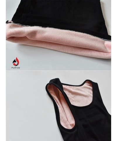 Womens Cotton Thermal Fleece Lined Underwear Tops Cami Tank Top Vest Black $13.67 Underwear