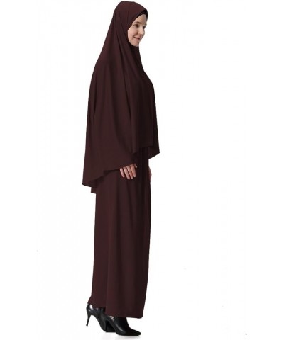 Muslim Islamic Women's khimar 2pcs Sets Soft Distinctive Prayer Dress Hijab Abaya Suit(10 colors available) Coffee $19.60 Suits