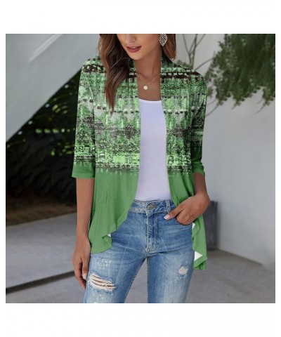 Long Sleeve Kimono for Women Lightweight 3/4 Sleeve Cardigans Retro Print Jackets Casual Duster Blouse Tops Coat 5-green $8.3...