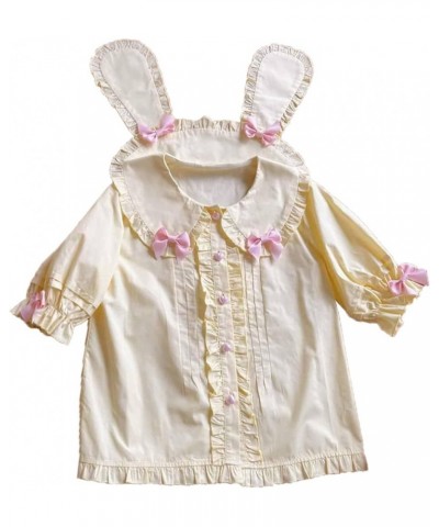 Women's Sweet Lolita Blouse Tops Rabbit Ears Collared Buttons Down Shirt Yellow $11.07 Blouses