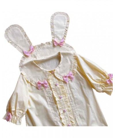 Women's Sweet Lolita Blouse Tops Rabbit Ears Collared Buttons Down Shirt Yellow $11.07 Blouses