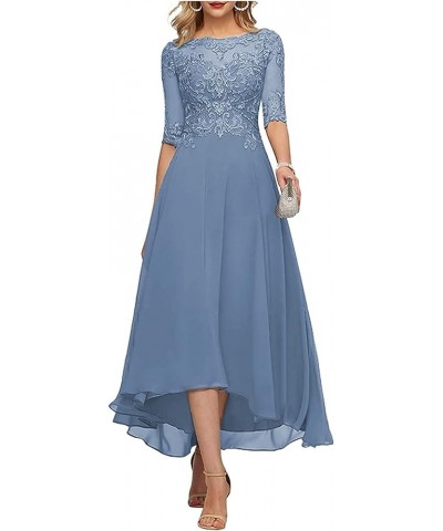 Women Plus Size Lace Mother of The Bride Wedding Tea Length Formal Dress Evening Gown with Sleeves Emerald Green $29.92 Dresses