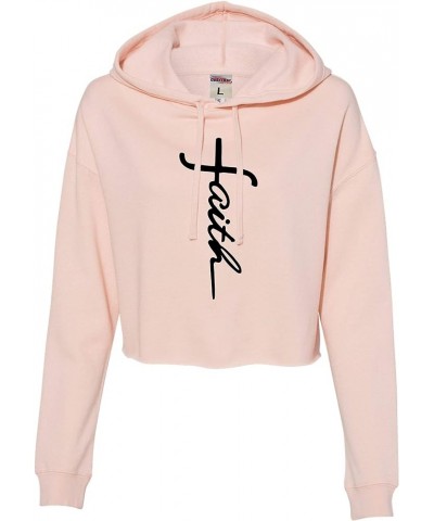 Womens Faith Cross Letters Christian Jesus Cropped Hooded Sweatshirt Blush $11.97 Hoodies & Sweatshirts