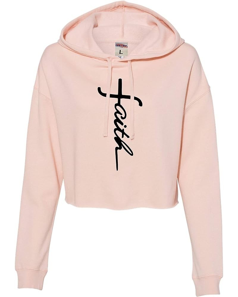 Womens Faith Cross Letters Christian Jesus Cropped Hooded Sweatshirt Blush $11.97 Hoodies & Sweatshirts