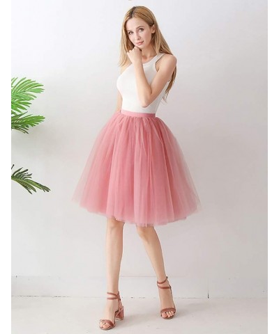 Womens Princess A Line Midi/Knee Length Tulle Tutu Skirt for Prom Party PC55 Bean Pink $15.36 Skirts