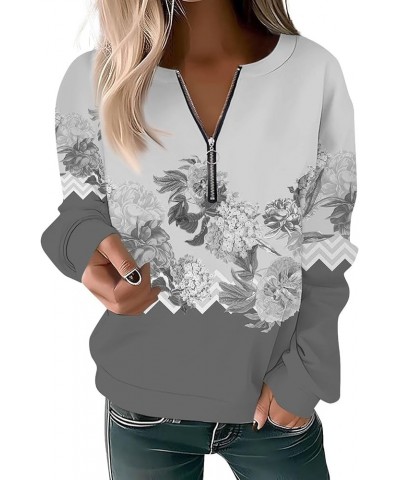 Womens Oversized Sweatshirts Quarter Zip Pullover Sweatshirts Cute Graphic Hoodies Casual Zip Up Y2K Clothes Tops 2-gray $9.9...