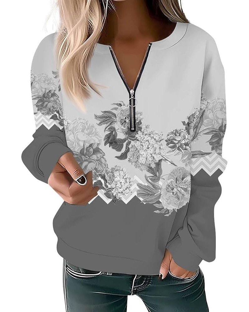 Womens Oversized Sweatshirts Quarter Zip Pullover Sweatshirts Cute Graphic Hoodies Casual Zip Up Y2K Clothes Tops 2-gray $9.9...