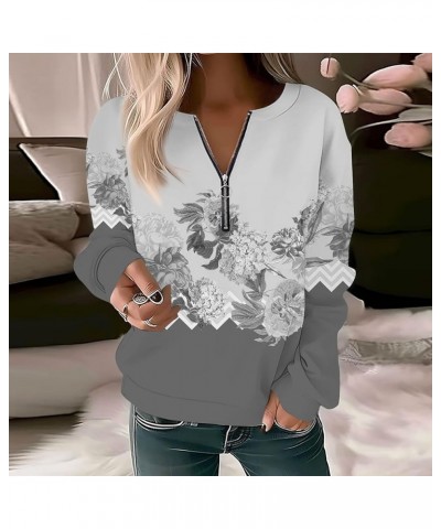 Womens Oversized Sweatshirts Quarter Zip Pullover Sweatshirts Cute Graphic Hoodies Casual Zip Up Y2K Clothes Tops 2-gray $9.9...