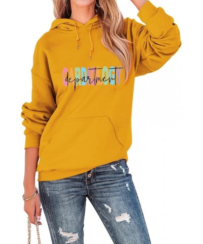 Cardiology Department Hooded Sweatshirt Womens Long Sleeve Graphic Nusring Hoodies Drawstring Winter Fall Shirts Yellow $15.6...